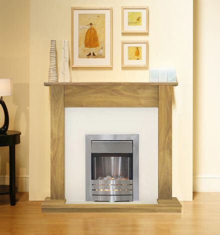 Adam Buxton Oak And Ivory Electric Fireplace Suite With Helios Electric Fire